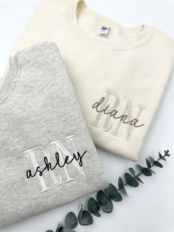 EMBROIDERED NURSE Sweatshirt Hoodie T-shirt, Cutom Nurse's Name Sweatshirt, Nurse Gift for Grad, New Nurse Shirt, Nursing School Shirt