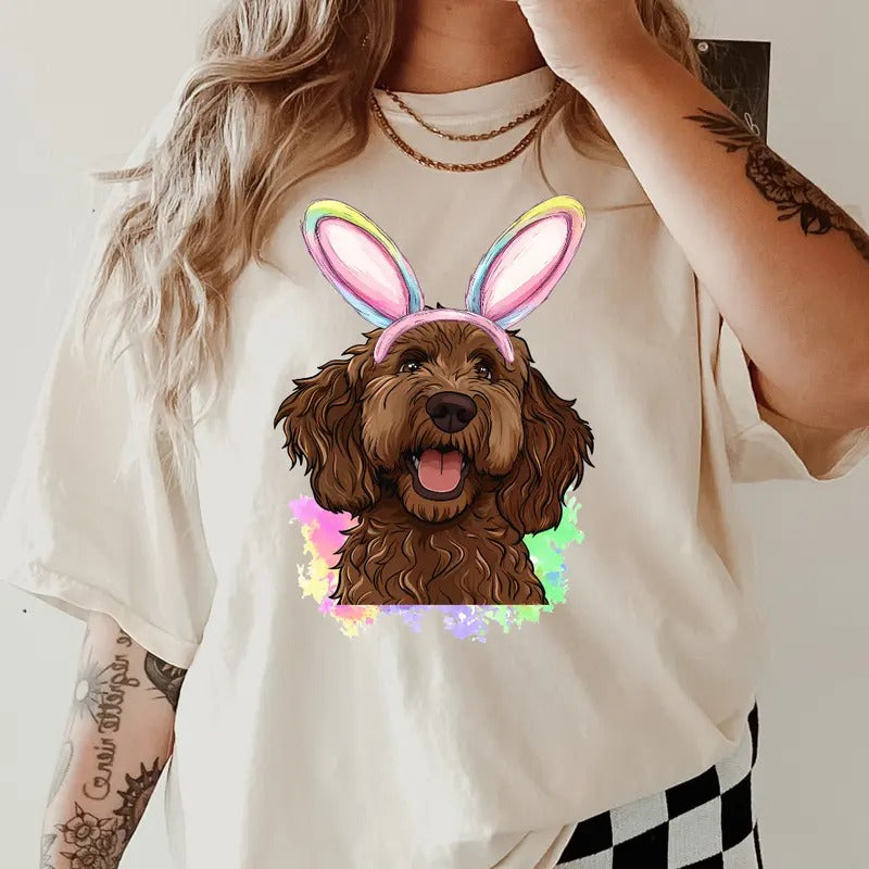 Easter Brown Labradoodle Shirt ~ Unisex Apparel Relaxed Fit Printed In The USA Clothing Womenswear Casual Comfort Cotton