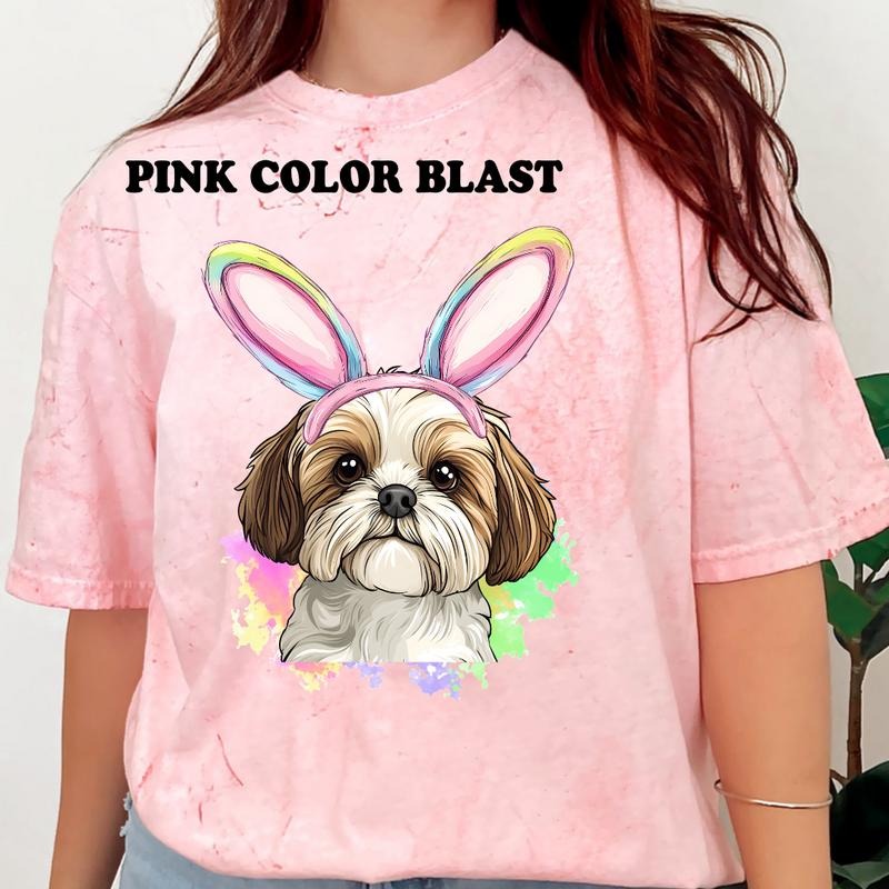 Easter Brown and White Shih Tzu Shirt ~ Unisex Apparel Relaxed Fit Printed In The USA Clothing Womenswear Casual Comfort Cotton