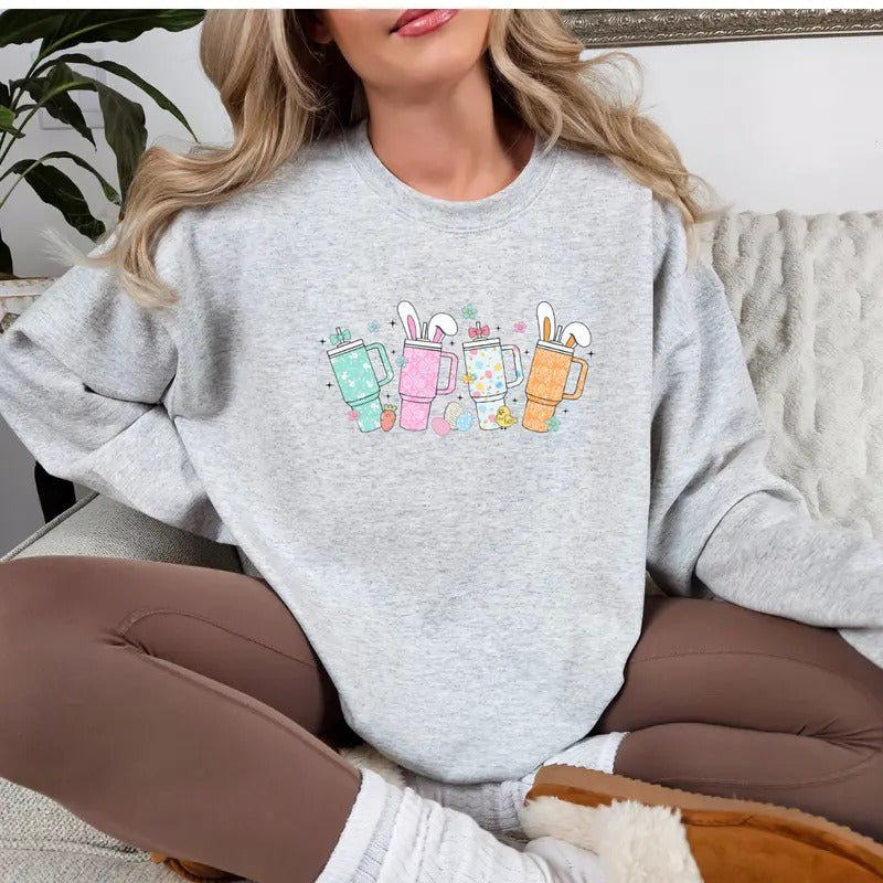 Easter Bunny Cup Sweatshirt, Easter Cup, Easter Bunny T-Shirt, Easter Cup Shirt