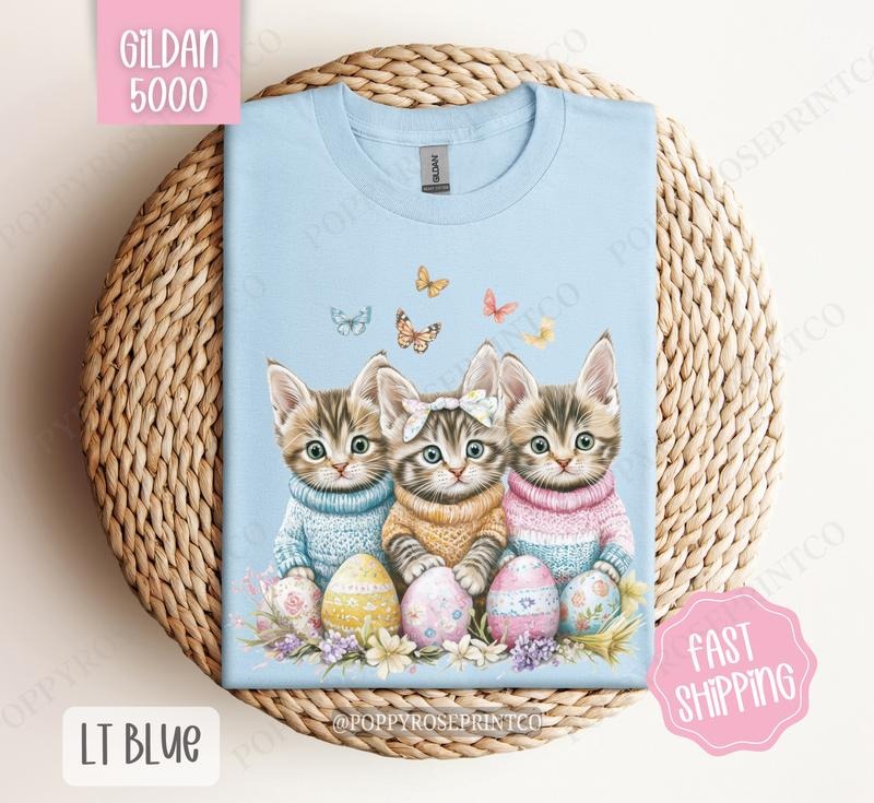 Easter Cats Gildan Shirt, Cute Cat Lover Tshirt, Trendy Cat Mom Tee