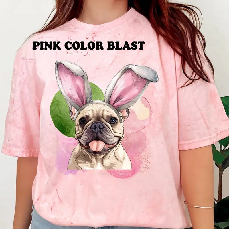 Easter French Bulldog Shirt ~ Unisex Apparel Relaxed Fit Printed In The USA Clothing Womenswear Casual Comfort Cotton