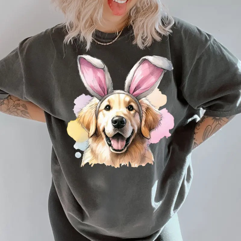 Easter Golden Retriever Shirt ~ Unisex Apparel Relaxed Fit Printed In The USA Clothing Womenswear Casual Comfort Cotton