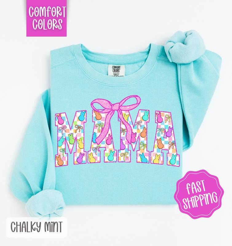 Easter Peep Mama Comfort Colors Sweatshirt, Cute Easter Women's Crewneck, Trendy Mom Sweater, Gift for Her