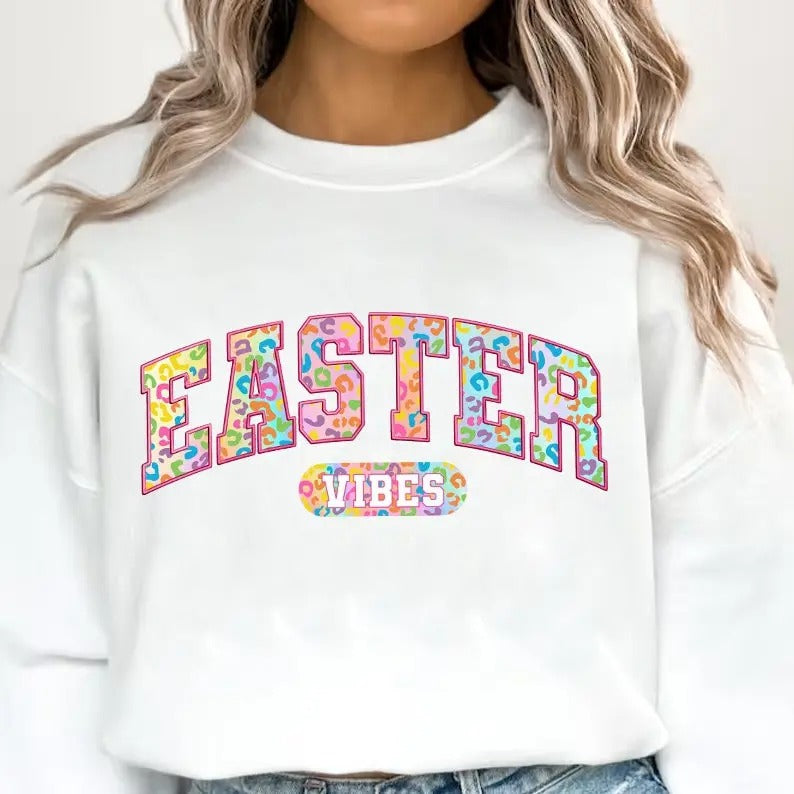Easter Vibes Retro Shirt, Easter Bunny Tee, Leopard Smiley Bunny Shirt, Happy Easter Tee, Retro Easter Shirt