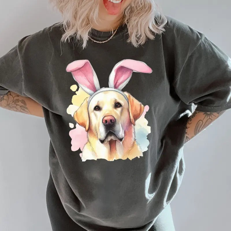 Easter Yellow Lab Shirt ~ Unisex Apparel Relaxed Fit Printed In The USA Clothing Womenswear Casual Comfort Cotton