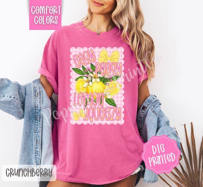 Easy Peasy Lemon Squeezy Comfort Colors Shirt, Cute Fruit Tshirt, Trendy Summer Tee, Gift for Her