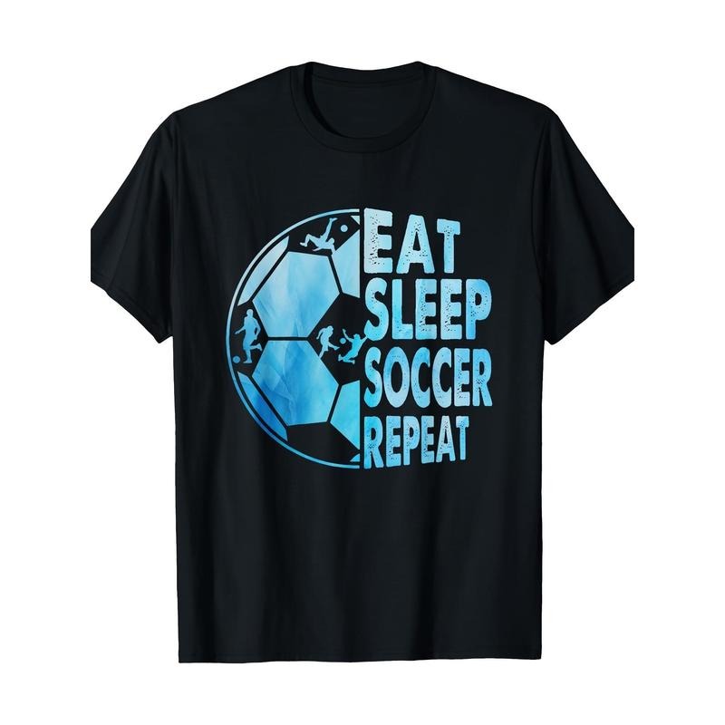 Eat Sleep Football Repeat Men's T-shirt 100% cotton T-shirt Made in USA
