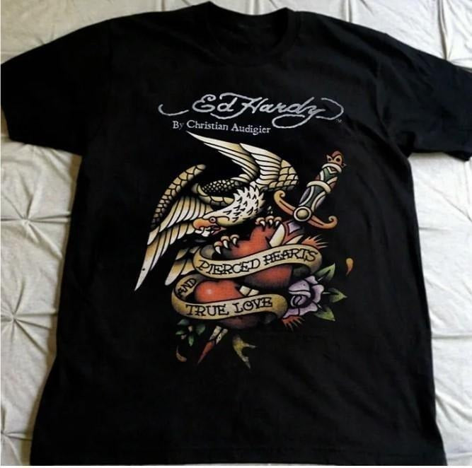 Ed Hardy Hearts Usa T Shirt Cotton Men