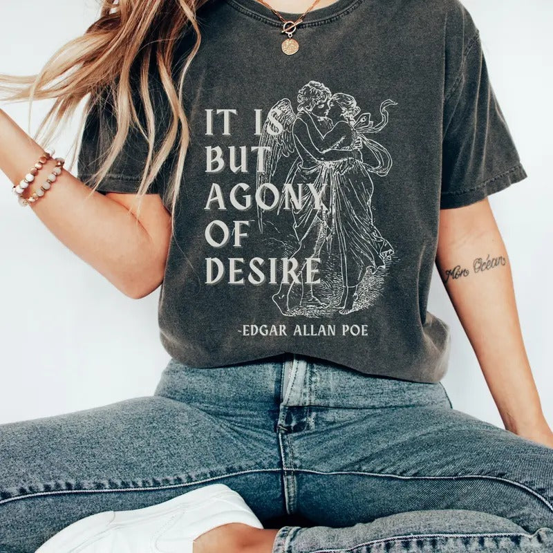 Edgar Allan Poe Dark Academia Shirt Grunge Angel Shirt Grunge Fairycore Edgar Allen Poe Bookish Shirt Y2k Shirt Dark Academia Shirt Gothic Clothing Light Academia