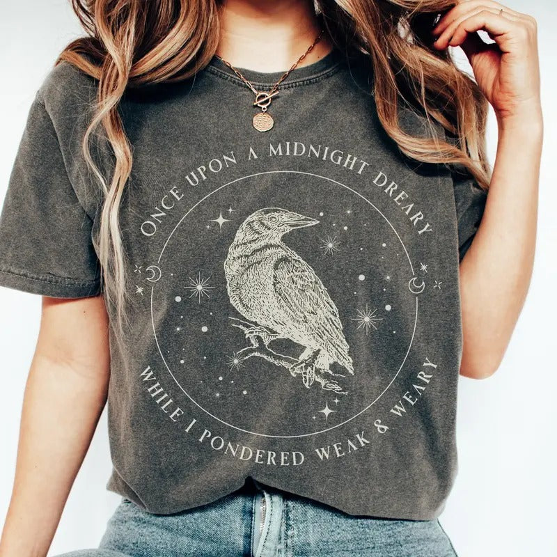 Edgar Allan Poe Shirt Poet Shirt Raven Shirt Poe Shirt Dark Academia Shirt Literature Shirt Literary Shirt Edgar Allen Poe Nevermore Library