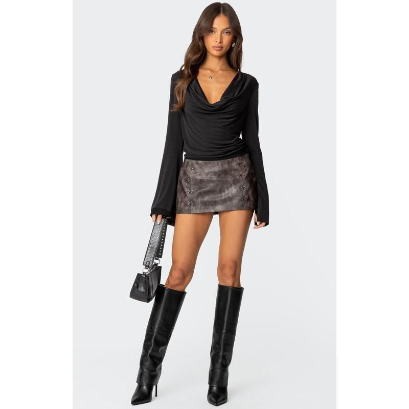 Edikted Women's Camille Faux Leather Mini Skort - Multicolor