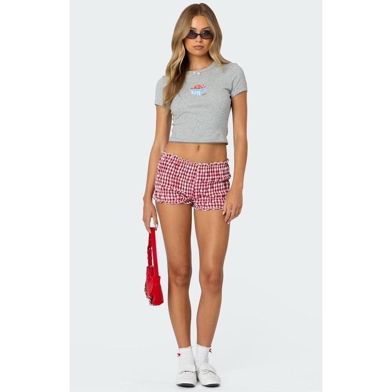 Edikted Women's Gingham Scrunch Shorts