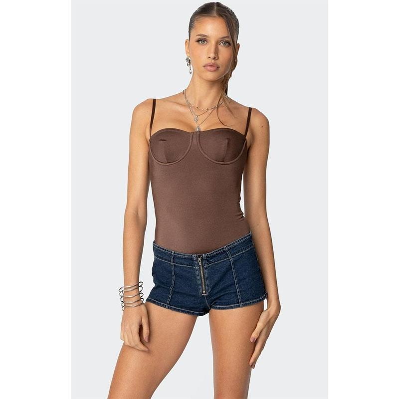 Edikted Women's Laurel Shiny Cupped Bodysuit