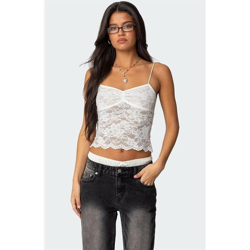 Edikted Women's Rut Sheer Lace Tank Top