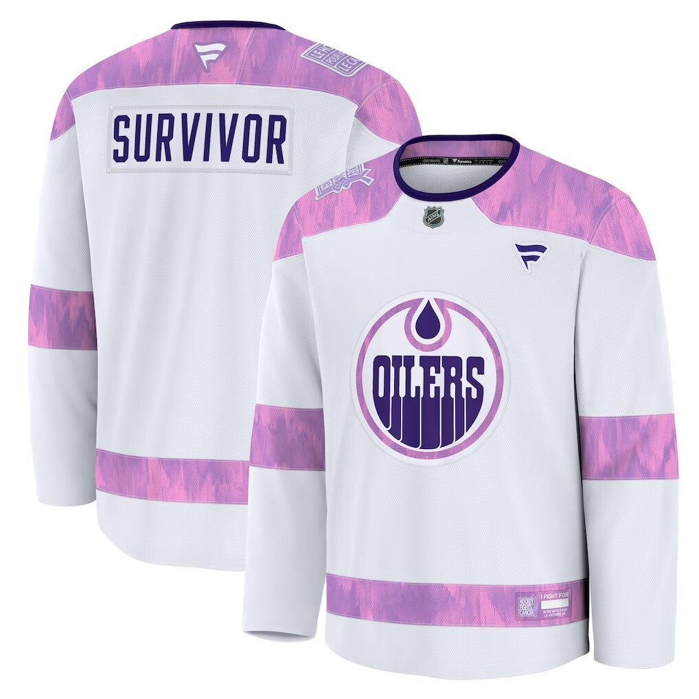 Edmonton Oilers Fanatics Hockey Fights Cancer Practice Jersey - White