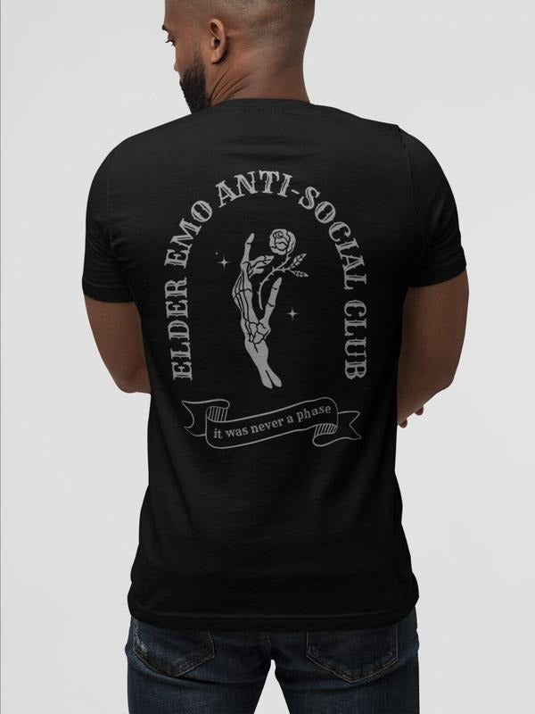 Elder Emo Anti-Social Club Tee, It was Never a Phase Shirt, Spooky Emo Shirt Cotton Menswear