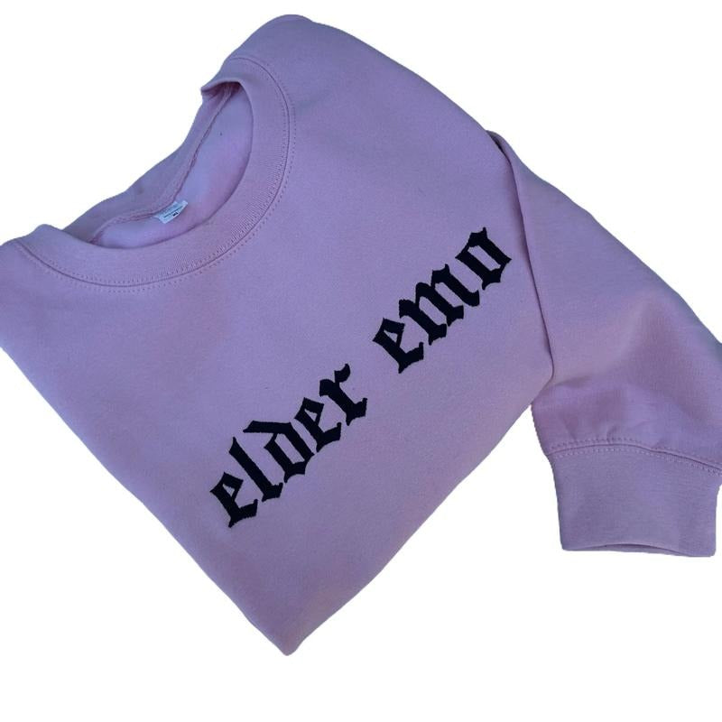 Elder Emo Embroidered Crewneck Long Sleeve Embroidery Unisex
