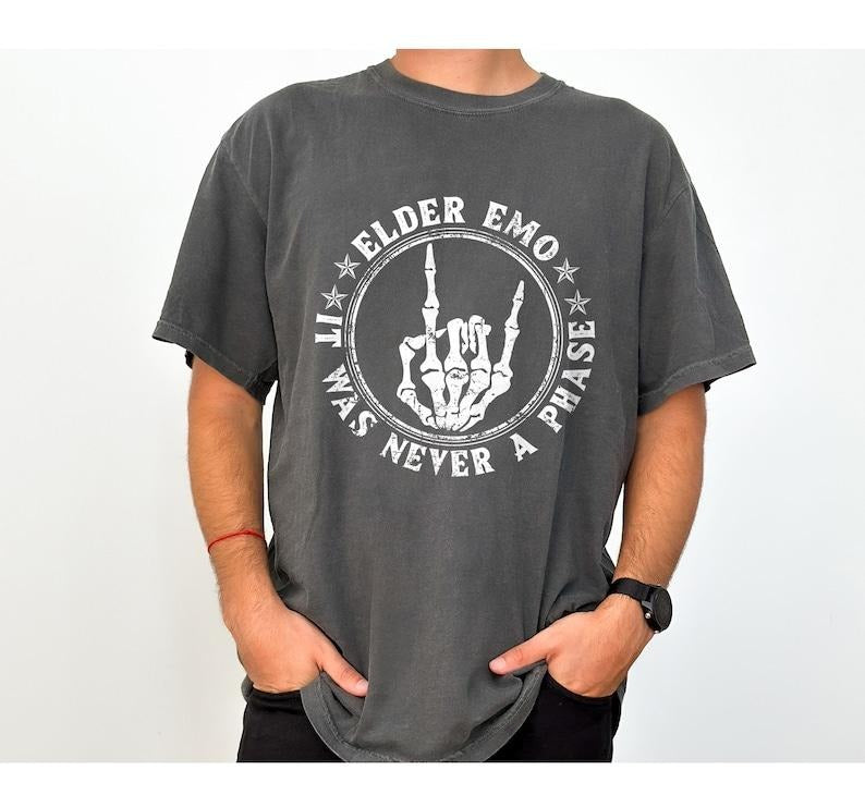 Elder Emo It Was Never A Phase For Old Fans Of Emo Music, Elder Emo Gift, Emo Night, Emo Mom, Millennial, Emo T-Shirt Gift for Men T-shirt, sweater and Hoodie