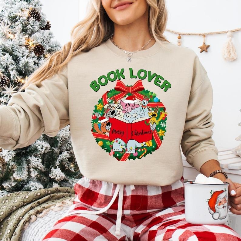 Elephant And Piggie Christmas Sweatshirt, Book Lover Christmas T-shirt, Bookish Christmas Tee, Teacher Christmas Shirt, Children's Book Tee