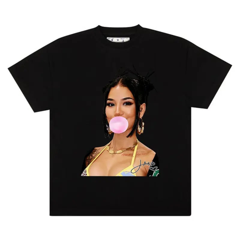 Elevate Your Wardrobe with the Jhene Bubblegum Rap Style Tee Shirt - Trendy and Unique Graphic Design