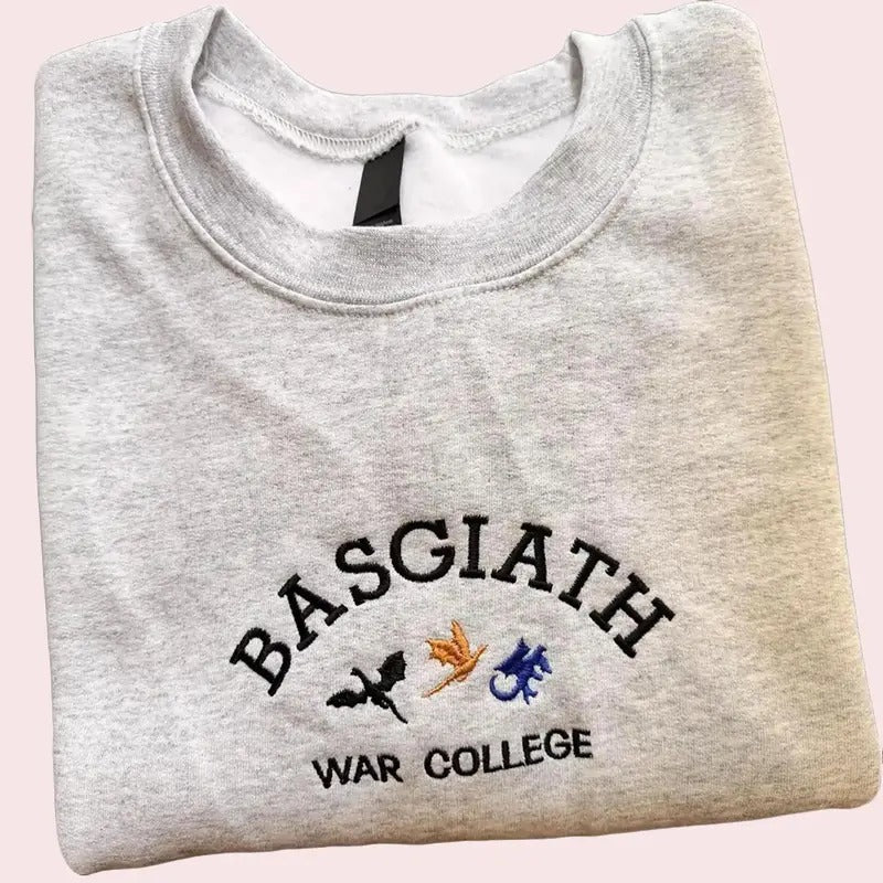 Embroidered Basgiath War College Sweatshirt, Embroidered Tiny Dragons Shirt, Fourth Wing Inspired T-Shirt, Gift For Fourth Wing Fans