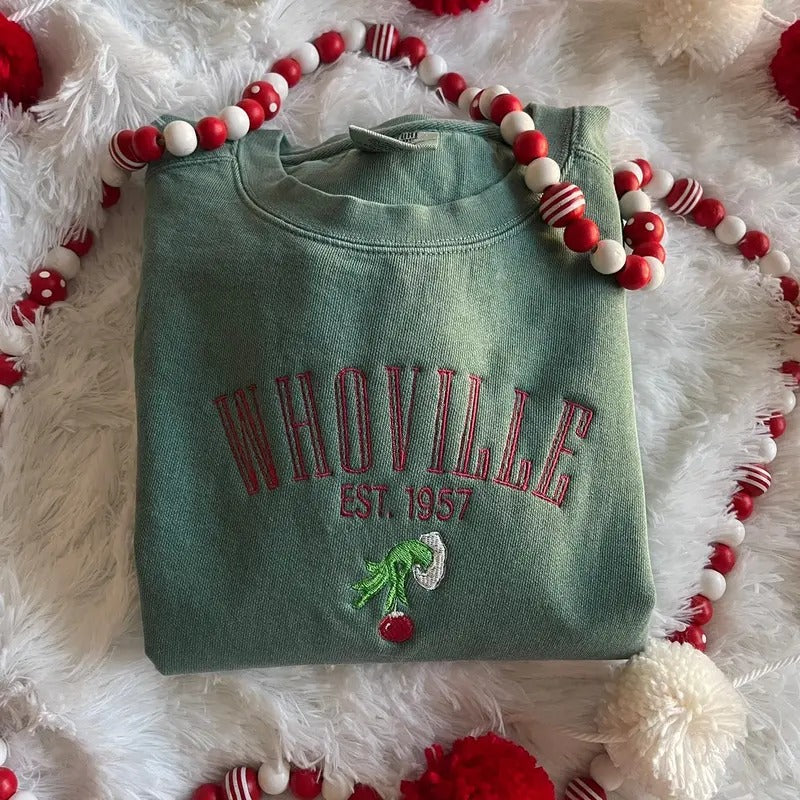 Embroidered Christmas Sweatshirt, Comfort Color Sweatshirt, Christmas Crewneck, Embroidered Sweatshirt for Christmas, Holidays Sweatshirt
