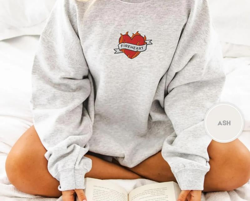 Embroidered Fireheart Sweatshirt, Throne Of Glass T-Shirt, Fireheart Aelin Galathynius Shirt, Fantasy Bookish Sweater