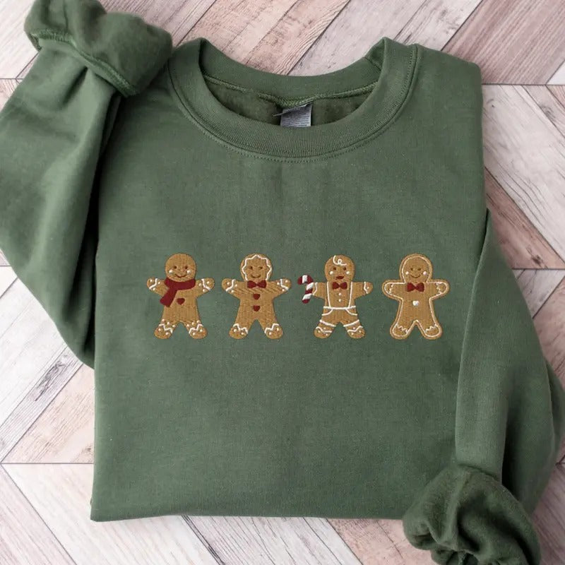 Embroidered Gingerbread Cookies Sweatshirt - Gingerbread Christmas Embroidered Sweatshirt - Funny Christmas - Xmas Gift