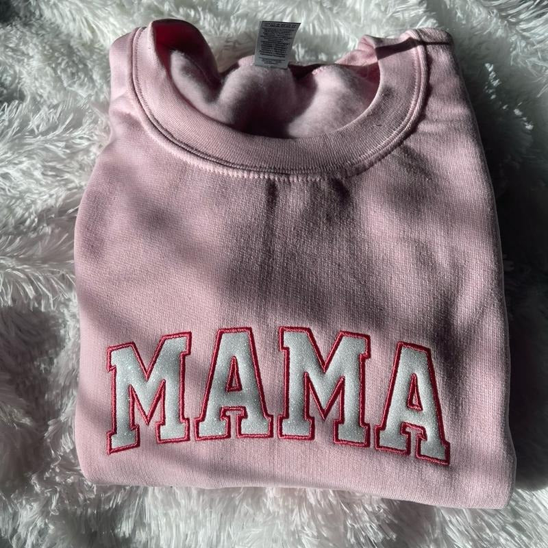 Embroidered Glitter MAMA Sweatshirt, Glitter MAMA