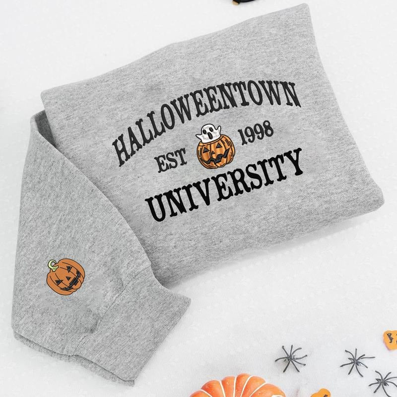 Embroidered Halloweentown University Sweatshirt, Nostalgia 2000s Halloween Shirt, Retro Halloween Sweatshirt, Halloween Shirt, Fall Vibes Tee