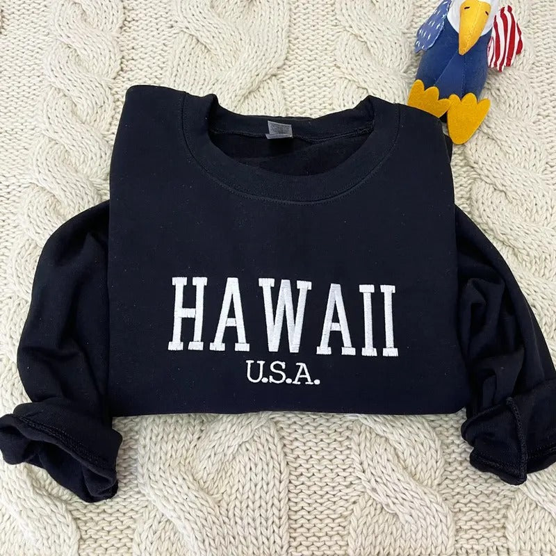 Embroidered Hawaii Sweatshirt - Hawaii Crewneck - Hawaii Gift