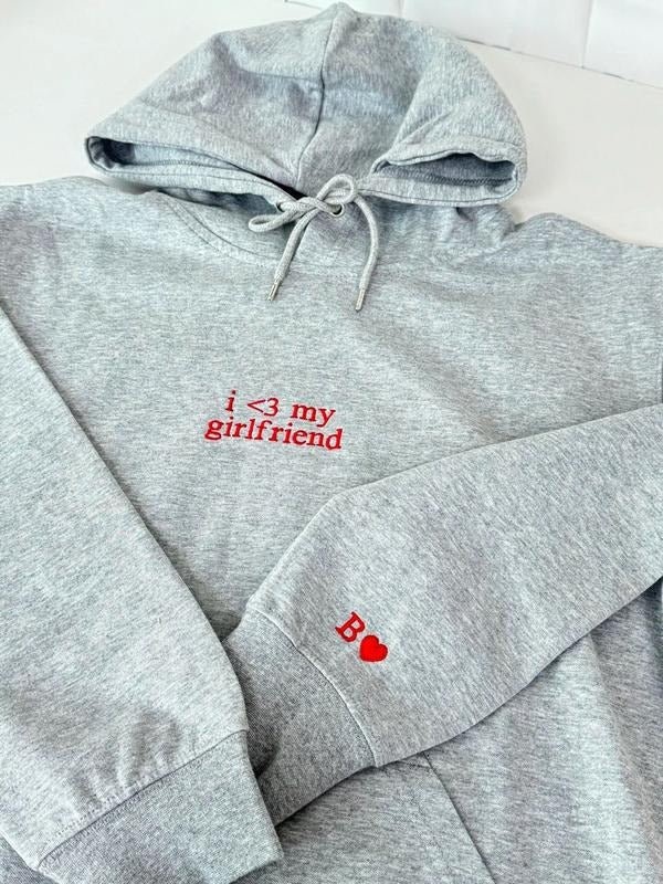 Embroidered I Love My Girlfriend Couple Matching Sweatshirt, Couple Hoodie, Boyfriend Shirt, Couple Embroidered Sweatshirt, Girlfriend Boyfriend Shirt, Valentine Christmas Birthday Gift For Boyfriend