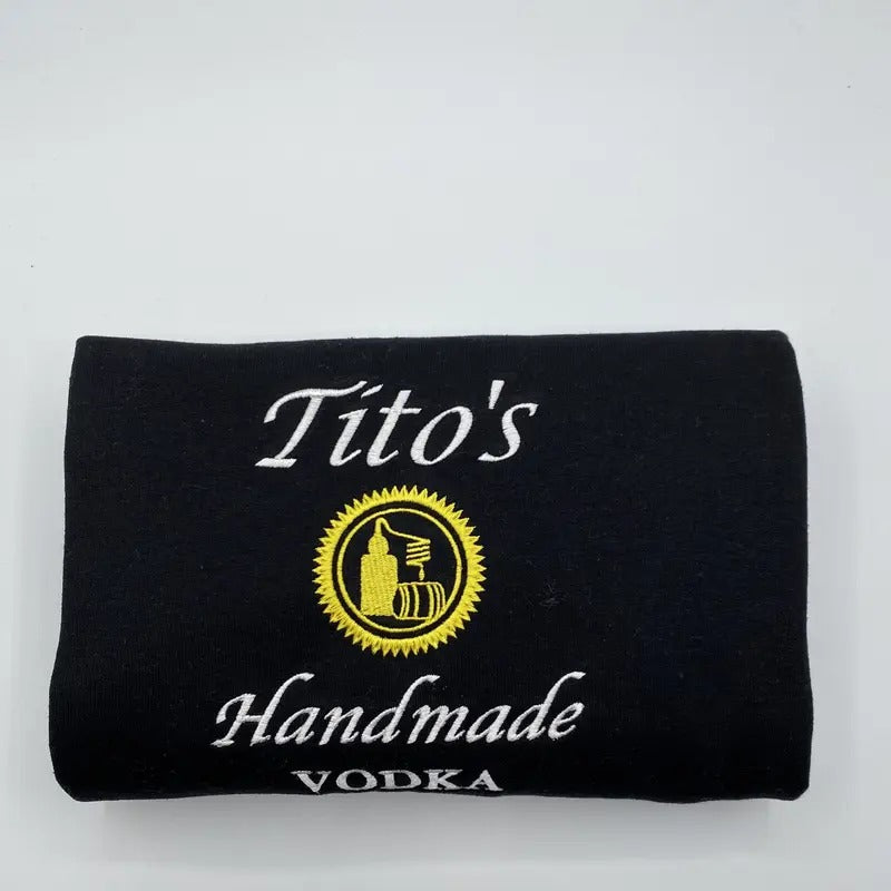 Embroidered Tito Crewneck Sweatshirt - TITO'S Handmade Vodka Sweatshirt - Austin Texas Label Sweater - Tito's Fan Gift