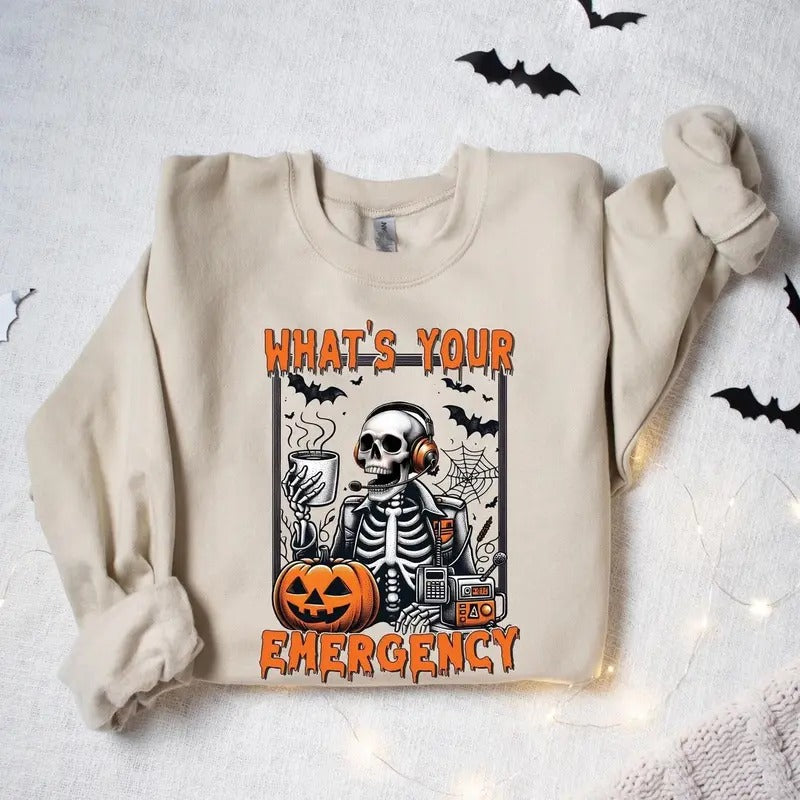 Emergency Department Halloween Sweatshirt, 911 Dispatcher Halloween, Emergency Nurse Sweatshirt, Er Halloween Shirt, 911 Dispatcher Sweater, Unisex Shirt, Full Size, Full Color