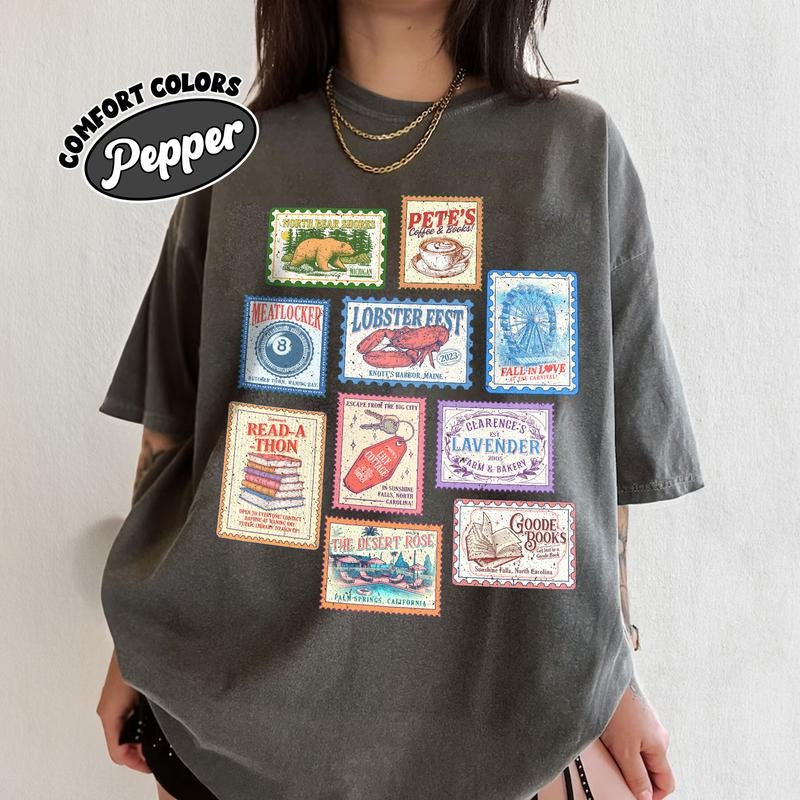 Emily Henry Books Stamp Shirt Comfort Colors, Beach Read Shirt, Sunshine Falls Shirt, Happy Place Inspired Shirt, Book Lovers Tee