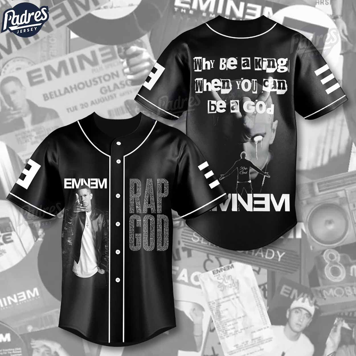 Eminem Why Be A King When You Are A God Baseball Jersey - Padres Jersey Oasis: Elevate Your Baseball Style Game