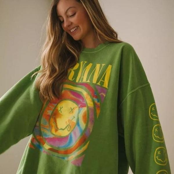 Emoji Print Pullover Long Sleeve Sweatshirt