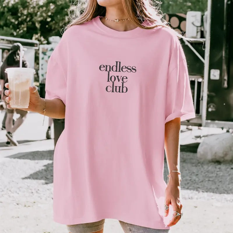 Endless Love Club Embroidered Sweatshirt, Good Vibes Sweatshirt, Quotes Sweater, Comfort Colors Embroidered T-Shirt EMB