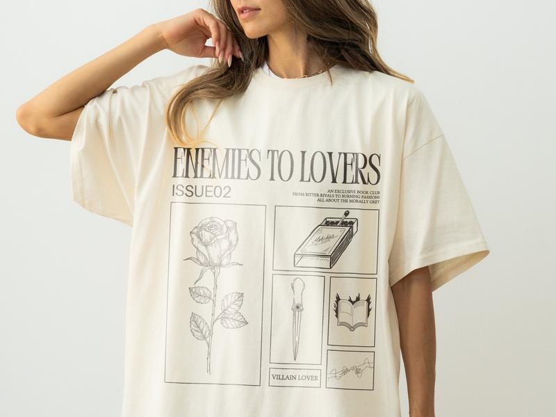 Enemies to Lovers T-Shirt Morally Grey Shirt Romantasy Shirt Retro Reader Hot Girls Read Spicy Booktok Merch In My Bookish Era Smut Tee