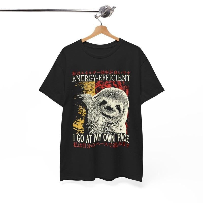 Energy-Efficient Sloth Vintage Japanese T-Shirt