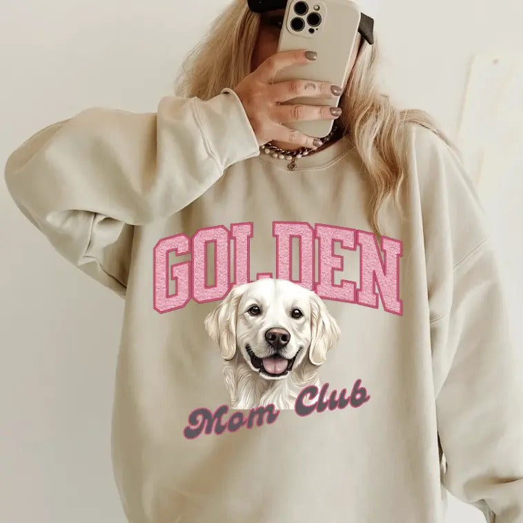 English Creme Golden Mom Club Sweatshirt ~ Sweatshirt Unisex Apparel Relaxed Fit Printed in the USA Clothing Womenswear Casual and Comfortable