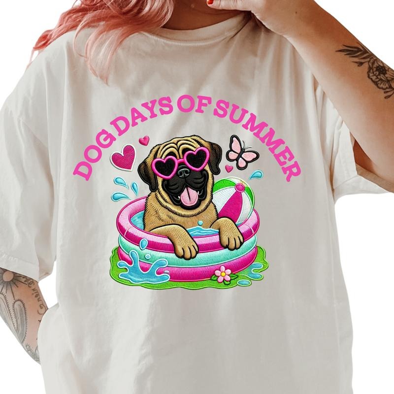 English Mastiff Dog Days of Summer Shirt ~ Unisex Apparel Relaxed Fit Printed In The USA Clothing Womenswear Casual Comfort Cotton Top Athletic Boho Chic