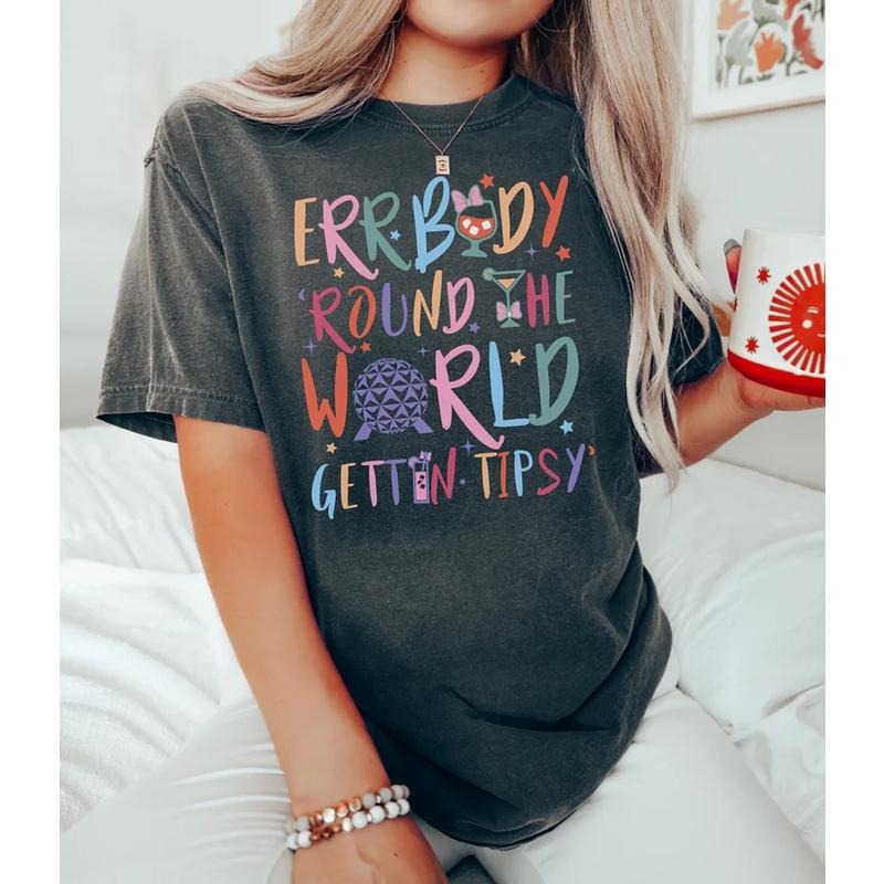 Errbody Round The World Gettin Tipsy Shirt, Drinking Around The World Tee, Food and Wine Festival Tee, Epcot Drinking Tee, Gettin' Tipsy Tee