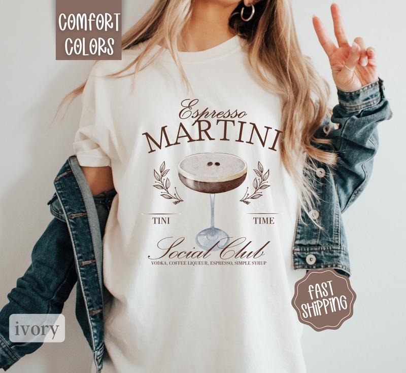 Espresso Martini Shirt, Tini Time, Espresso Shirt, Retro Cocktail Social Club Shirt, Espresso Martini Lover, Cocktail Shirt Dress