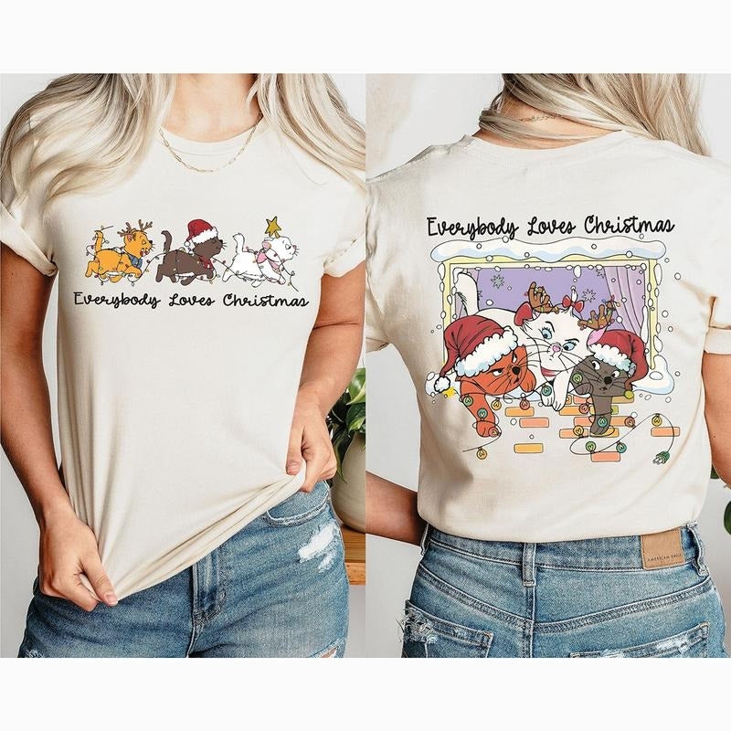 Everybody Loves Christmas Sweatshirt, Marie Toulouse Berlioz Christmas Tree Kitten Tee, Christmas Squad Shirt, Aristocats Christmas Tee
