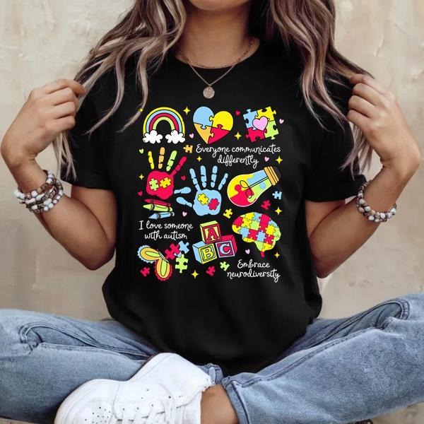 Everyone Communicates Differently Shirt, Autism Shirt, Autism Month Shirt, Autism Mom Shirt1