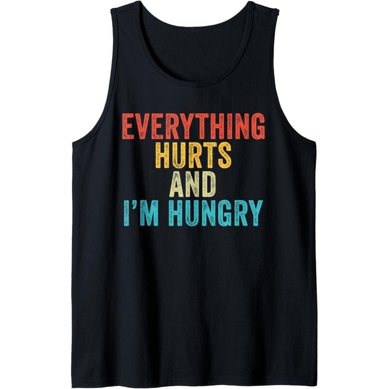 Everything Hurts I'm Hungry Funny Running Marathon Runner Tank Top Made in USA