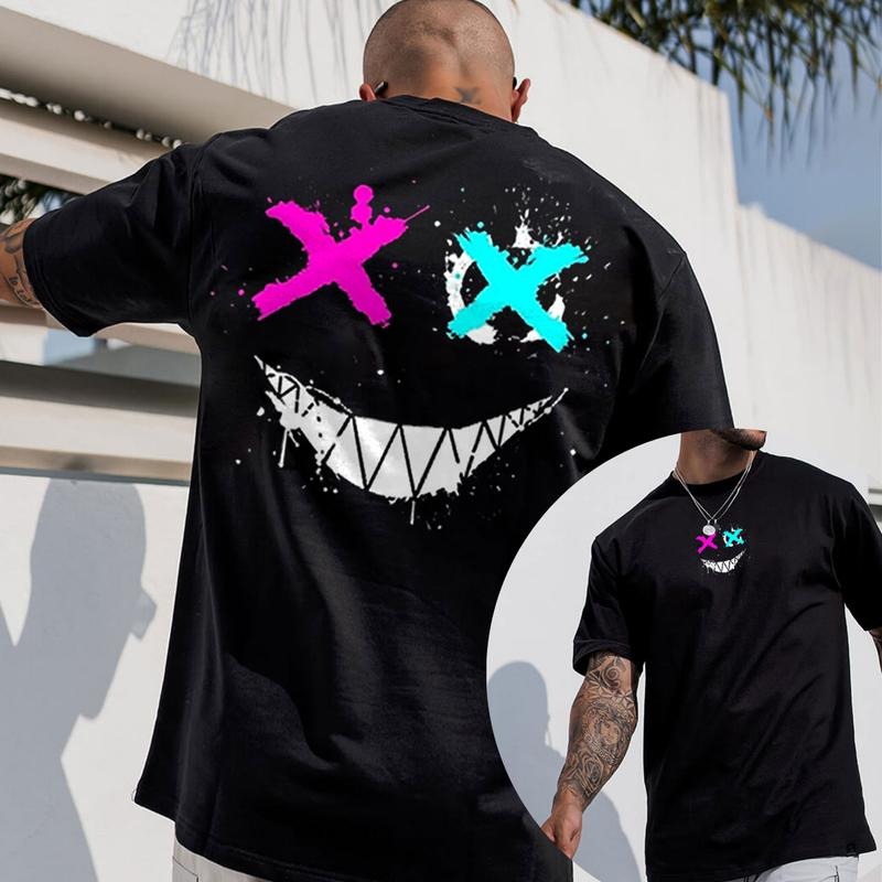 Evil Emoji Graphic Black 2 Side Print T-shirt - Sweatshirt - Hoodie, Naughty Clothes Men Cotton, Funny Shirt, Streetwear Menswear