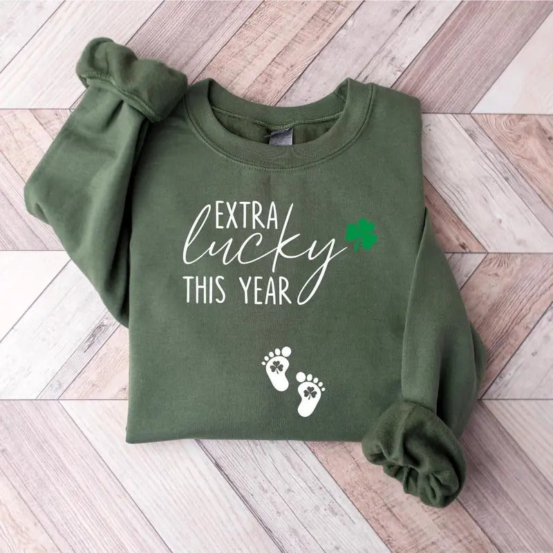 Extra Lucky This Year Sweatshirt, St Patrick's Day Pregnancy Reveal, Pregnancy Announcement Sweatshirt, Mom To Be Sweatshirt, My Lucky Charm